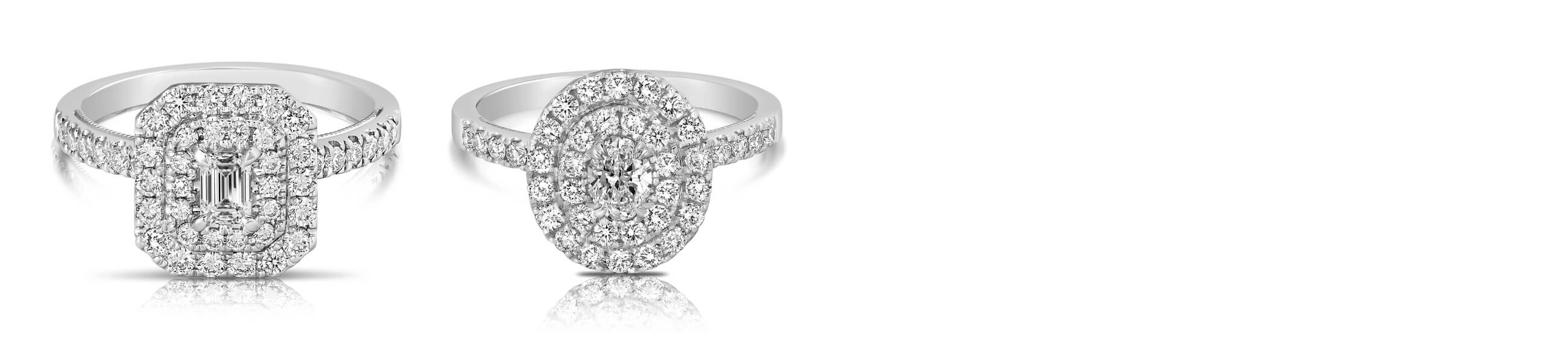 Natural Diamond Double Halo Engagement Rings