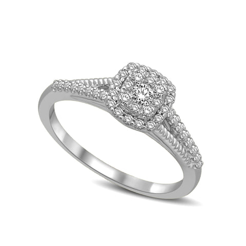 1/3 Ctw Multi Stone Diamond Engagement Ring in 10 Karat White Gold