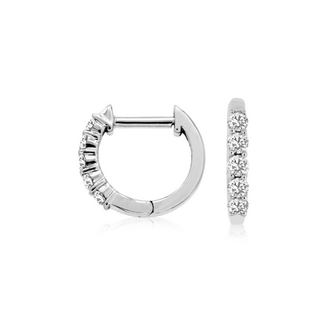 14 Karat White Gold 1/4 Carat Diamond Hoop Earrings