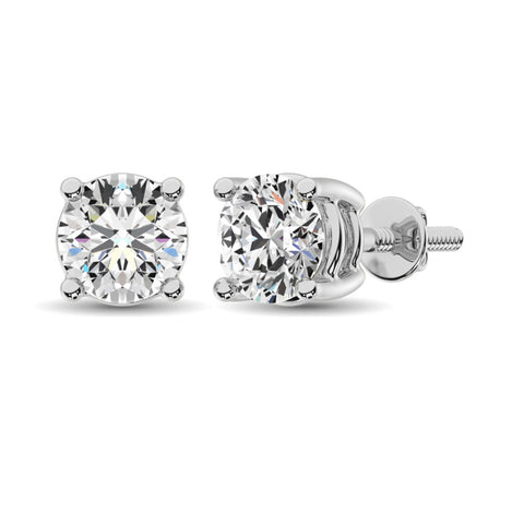4 Prong Round Lab Grown Diamond Stud Earrings in White Gold (3 Ctw)