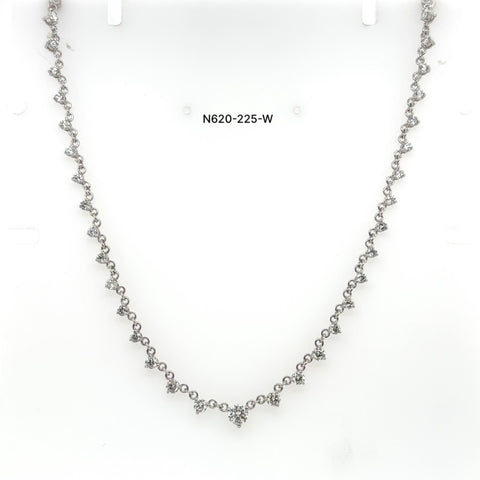 14K White Gold 2 1/4ct Graduated Diamond Necklace - G, SI, 18-Inch