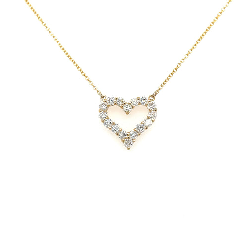 14K Yellow Gold Open Heart Diamond Pendant Necklace - 0.81ct, G, SI1