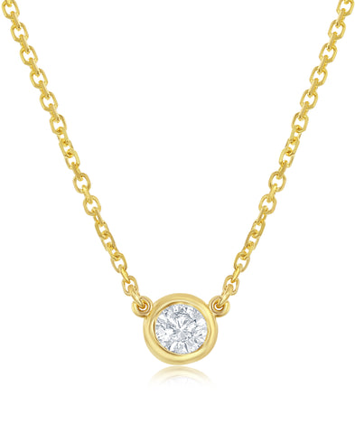 14K Yellow Gold Bezel-Set Diamond Solitaire Necklace - 1/7ct, G-H, SI1-SI2