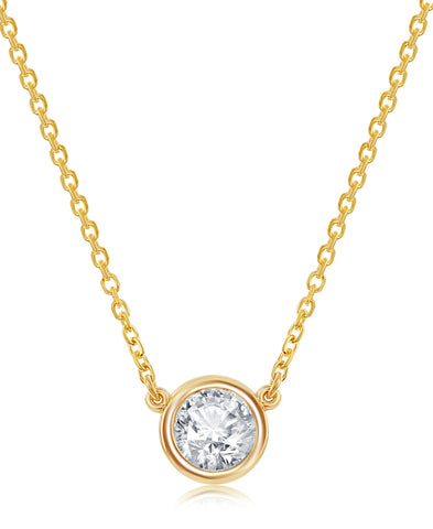 14K Yellow Gold Bezel-Set Diamond Solitaire Necklace - 3/8ct, G, SI1