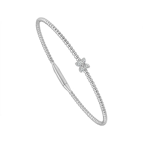1/6 Ctw Lab Grown Flower Flexible Diamond Bangle Bracelet in Sterling Silver