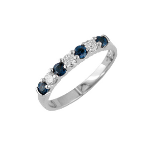 14 Karat White Gold 5/8 Carat Sapphire and Diamond Ring