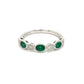 Oval Emerald and Diamond Band in 14 Karat White Gold