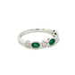 Oval Emerald and Diamond Band in 14 Karat White Gold
