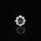 Royal Blue Sapphire Floral Diamond Halo Cocktail Ring in White Gold