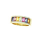 Yellow Gold Multi-Color Sapphire Diamond Band Ring