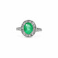 Oval Emerald Diamond Halo Ring in 14 Karat White Gold