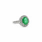 Oval Emerald Diamond Halo Ring in 14 Karat White Gold