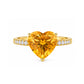 Heart-Shaped Citrine Solitaire Diamond Ring in Yellow Gold