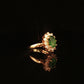Yellow Gold Oval Emerald Floral Diamond Halo Cocktail Ring