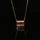 Emerald-Cut Pink Sapphire and Diamond Bar Necklace in Rose Gold