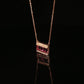Emerald-Cut Pink Sapphire and Diamond Bar Necklace in Rose Gold