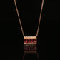 Emerald-Cut Pink Sapphire and Diamond Bar Necklace in Rose Gold