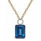 Emerald Cut Blue Topaz Diamond Yellow Gold Pendant Necklace