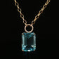 Emerald Cut Blue Topaz Diamond Yellow Gold Pendant Necklace