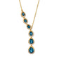 Pear-Shaped Blue Topaz Halo Drop Necklace in Yellow Gold