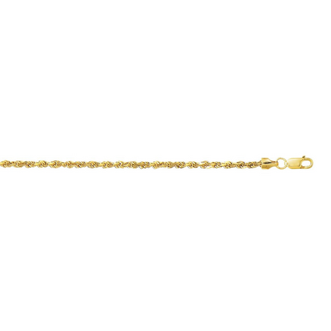 10 Karat Yellow Gold 22 Inch 2.5mm Rope Chain