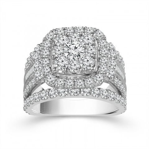 3 Carat Double Halo Cluster Ring
