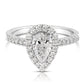 1 1/2 Ctw Pear Halo Lab Grown Diamond Engagement Ring in 14 Karat White Gold