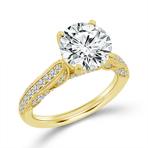 Above Love Star Round Lab Grown Diamond Engagement Ring in Yellow Gold (3 1/2 Ctw)