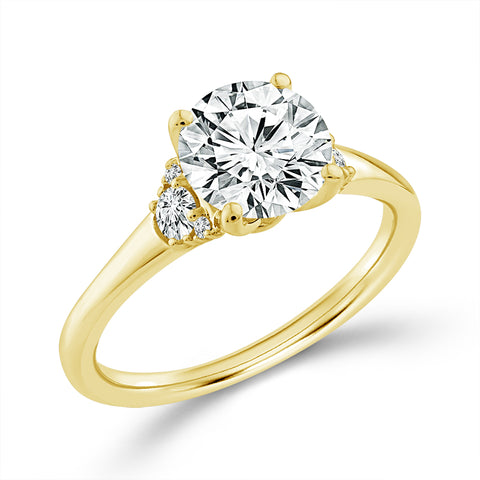 Above Love Star Round Lab Grown Diamond Engagement Ring in Yellow Gold (1 5/8 Ctw)