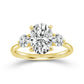 Above Love Star Oval and Round Three Stone Lab Grown Diamond Engagement Ring in Yellow Gold (3 Ctw)