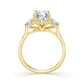 Above Love Star Oval and Round Three Stone Lab Grown Diamond Engagement Ring in Yellow Gold (3 Ctw)