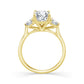 Above Love Star Oval and Round Three Stone Lab Grown Diamond Engagement Ring in Yellow Gold (3 Ctw)