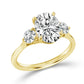 Above Love Star Oval and Round Three Stone Lab Grown Diamond Engagement Ring in Yellow Gold (3 Ctw)
