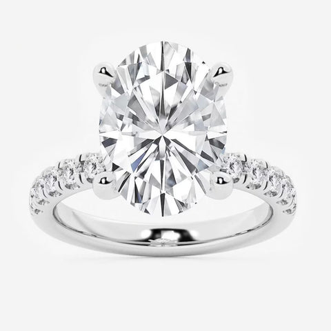Oval Hidden Halo Lab Grown Diamond Engagement Ring in White Gold (4 1/2 Ctw)
