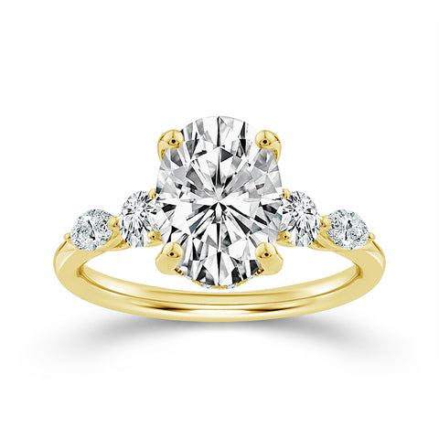 Above Love Star Oval Lab Grown Diamond Engagement Ring in Yellow Gold (3 Ctw)