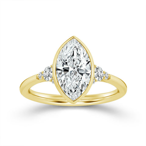 Bezel Set Marquise Lab Grown Diamond Engagement Ring in Yellow Gold (1 5/8 Ctw)
