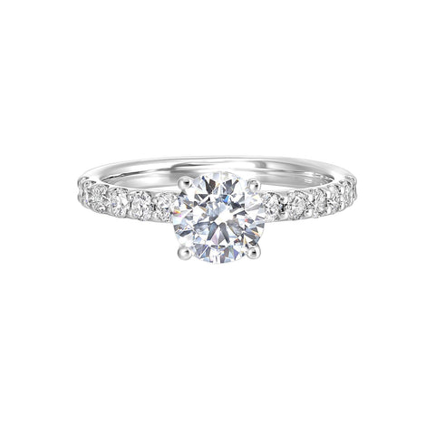 Round Lab Grown Diamond Engagement Ring in White Gold (2 Ct Center)