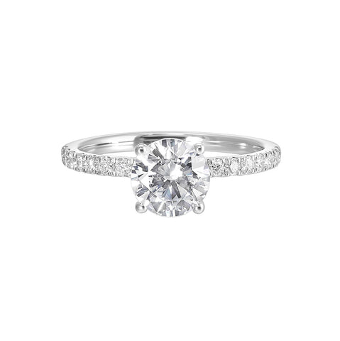 Round Hidden Halo Lab Grown Diamond Engagement Ring in White Gold (2 Ct Center)