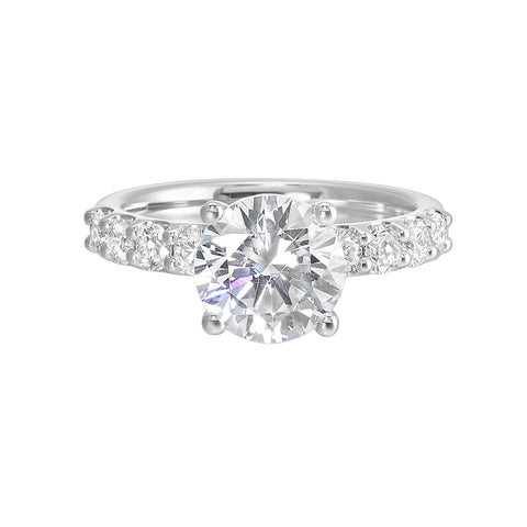 Round Lab Grown Diamond Engagement Ring in White Gold (2 Ct Center)