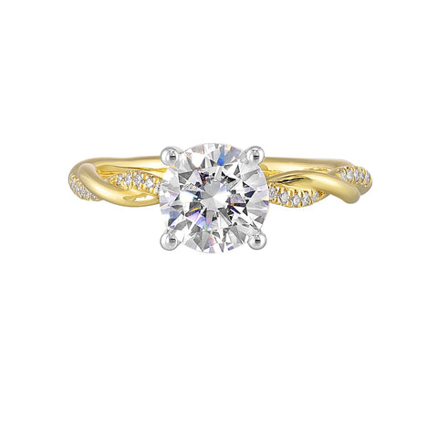 Round Hidden Halo Twist Lab Grown Diamond Engagement Ring in Yellow Gold (2 Ct Center)