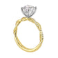Round Hidden Halo Twist Lab Grown Diamond Engagement Ring in Yellow Gold (2 Ct Center)