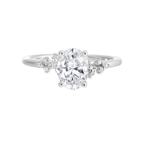 Oval Lab Grown Diamond Engagement Ring in White Gold (2 Ct Center)