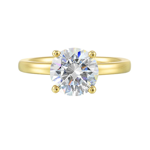 Round Hidden Halo Lab Grown Diamond Engagement Ring in Yellow Gold (2 Ct Center)