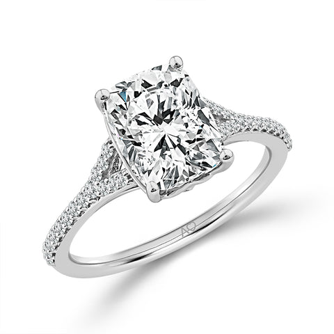 Above Love Star Cushion Lab Grown Diamond Engagement Ring in White Gold (3 1/4 Ctw)
