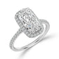 Elongated Cushion Cut Lab Grown Diamond Halo Engagement Ring in White Gold (3 3/8 Ctw)