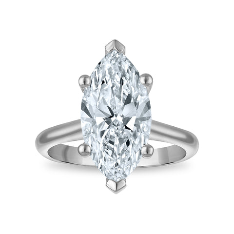 4 Carat Marquise Solitaire Lab Grown Diamond Engagement Ring in 14 Karat White Gold