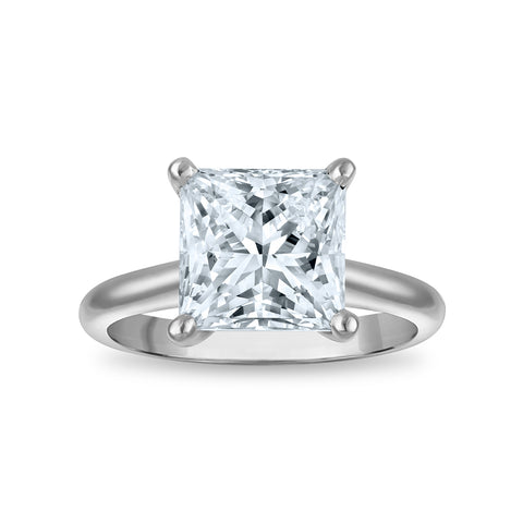4 Carat Princess Cut Solitaire Lab Grown Diamond Engagement Ring in 14 Karat White Gold