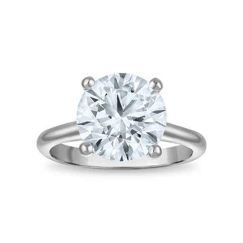 4 Carat Round Solitaire Lab Grown Diamond Engagement Ring in 14 Karat White Gold