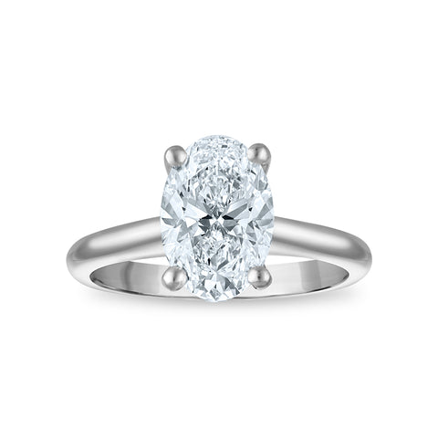 2 Carat Oval Solitaire Lab Grown Diamond Engagement Ring in 14 Karat White Gold