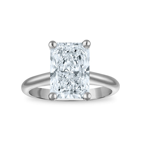 4 Carat Radiant Solitaire Lab Grown Diamond Engagement Ring in 14 Karat White Gold